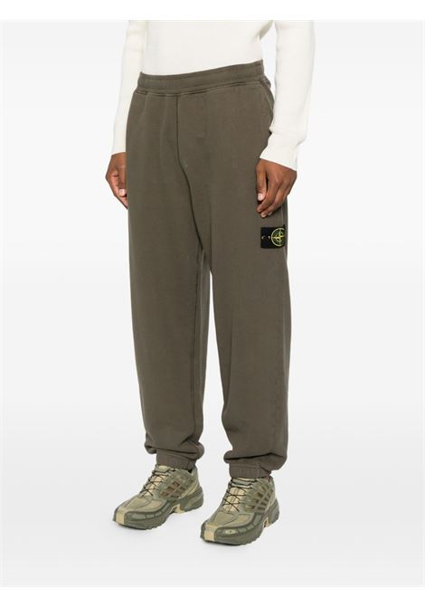 pantalone brushed organic cotton fleece uomo verde militare STONE ISLAND | K2S15 6200004 S0A20V0054